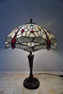 Lampe vitrail Libellules beiges